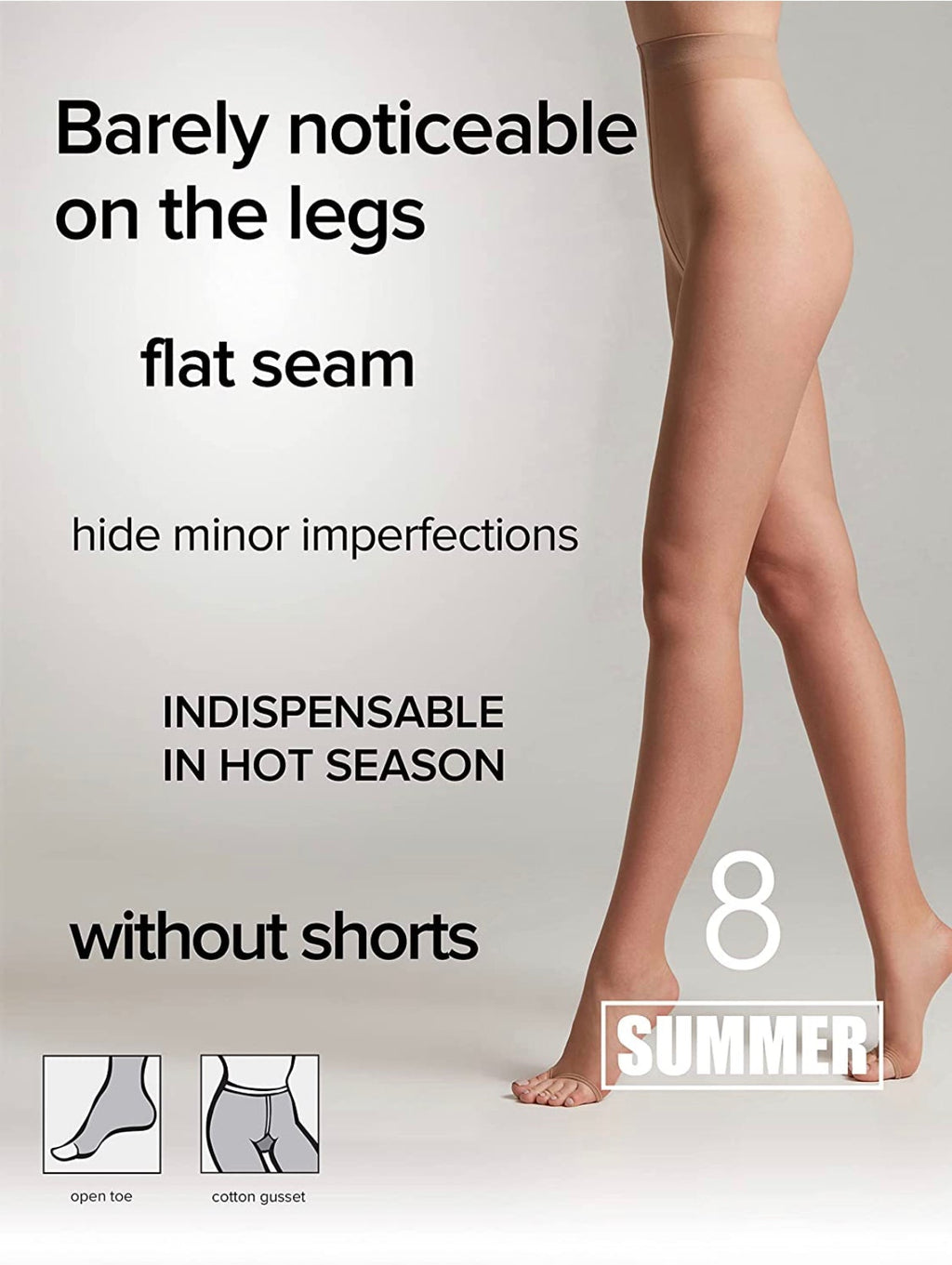 Conte Summer 8 Den Open Toe - Classic Ultra-thin Invisible Women's Pantyhose (14С-31СП)