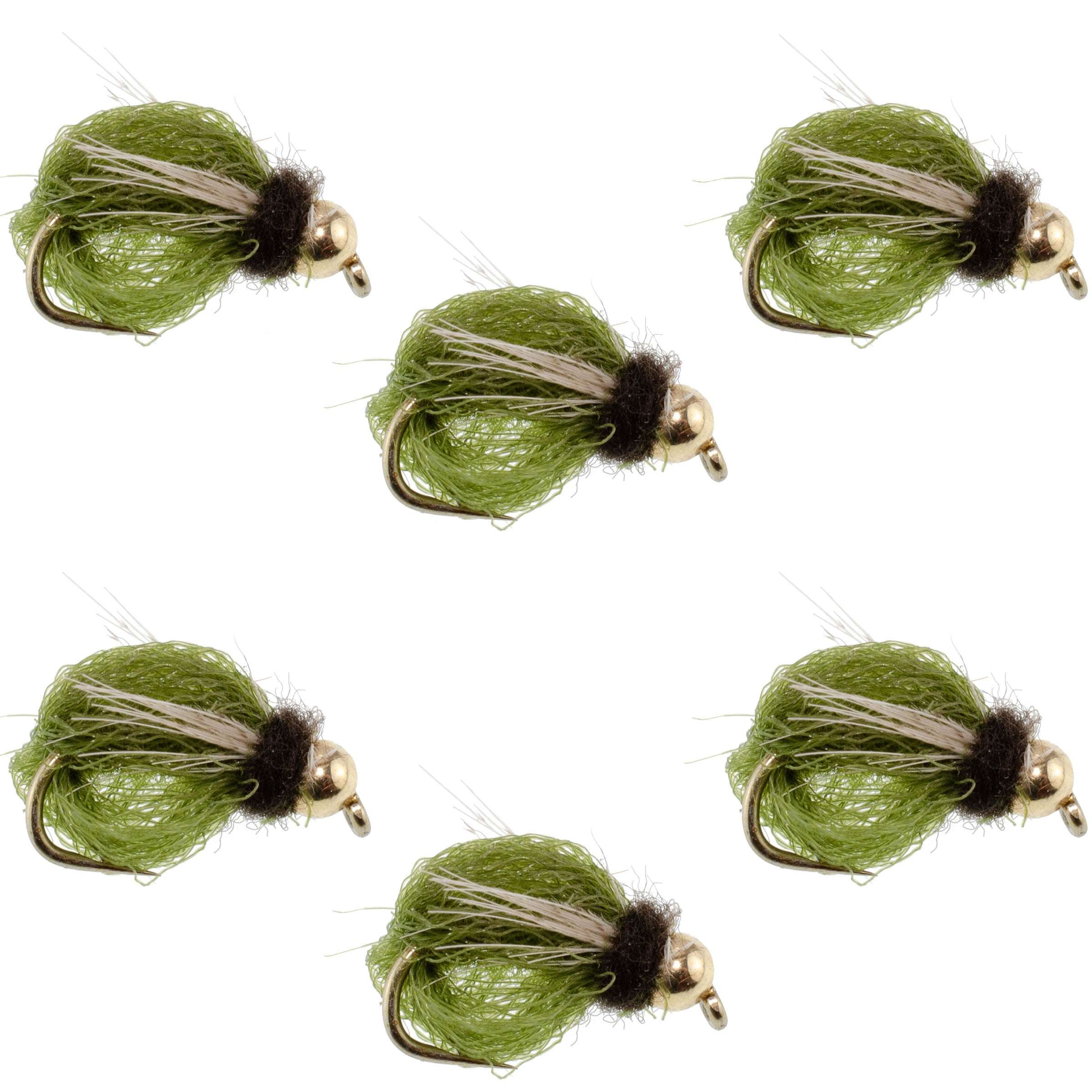 Bead Head LaFontaine Olive Deep Sparkle Caddis Pupa - 6 Flies Hook Size 18