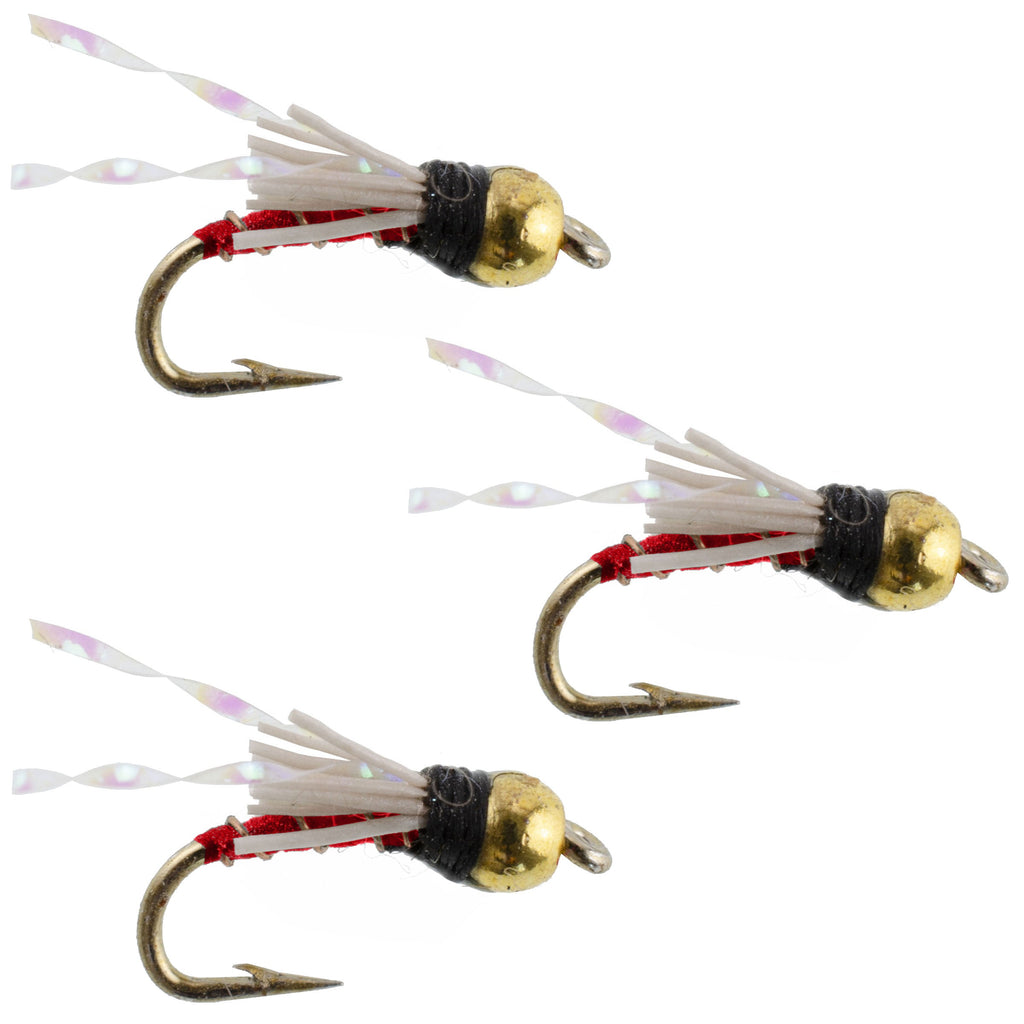 3 Pack Beadhead Red 3 Dollar Dip Serendipity Nymph - Size 18