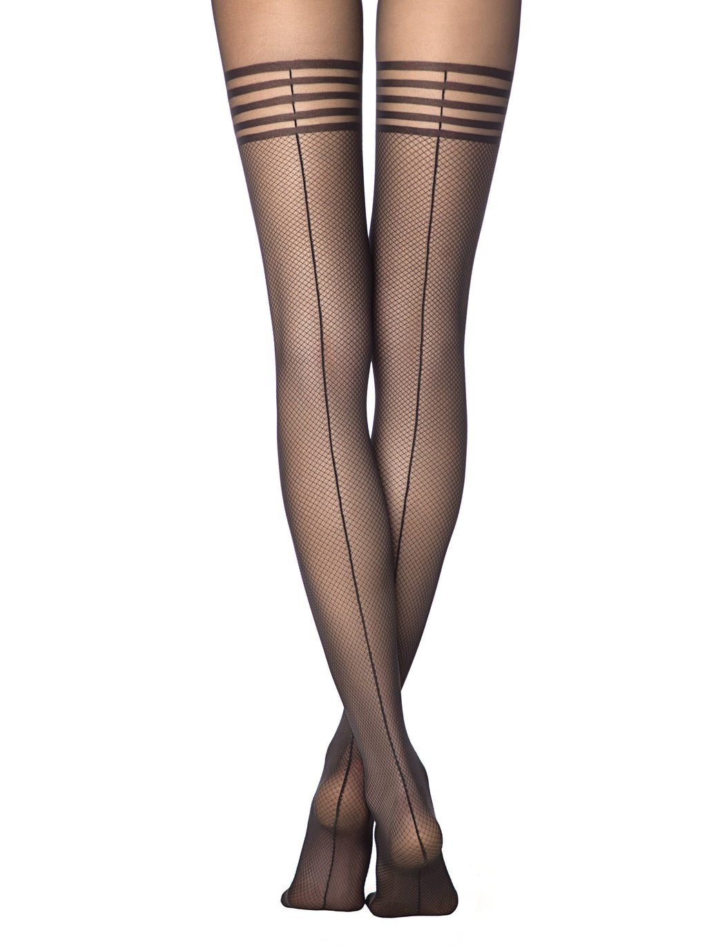 Conte Impress 20 Den - Fantasy Women's Tights with imitation stockings in fine mesh with a seam (17S-80SP)