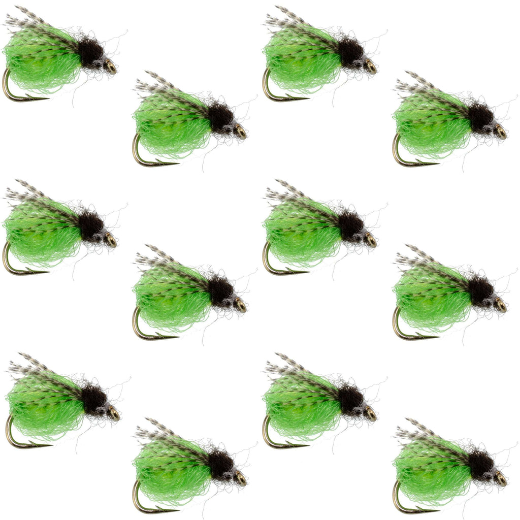LaFontaine Bright Green Deep Sparkle Caddis Pupa - 1 Dozen Flies Hook Size 16