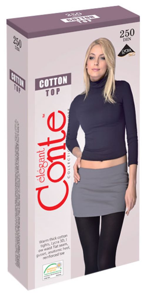 Conte Cotton Top 250 Den - 65% Cotton Warm Opaque Low Waist Women's Tights (7С-36СП)