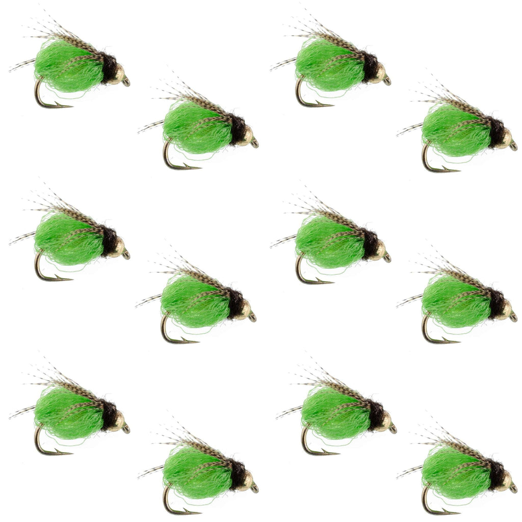 Bead Head LaFontaine Green Deep Sparkle Caddis Pupa - 12 Flies Size 16