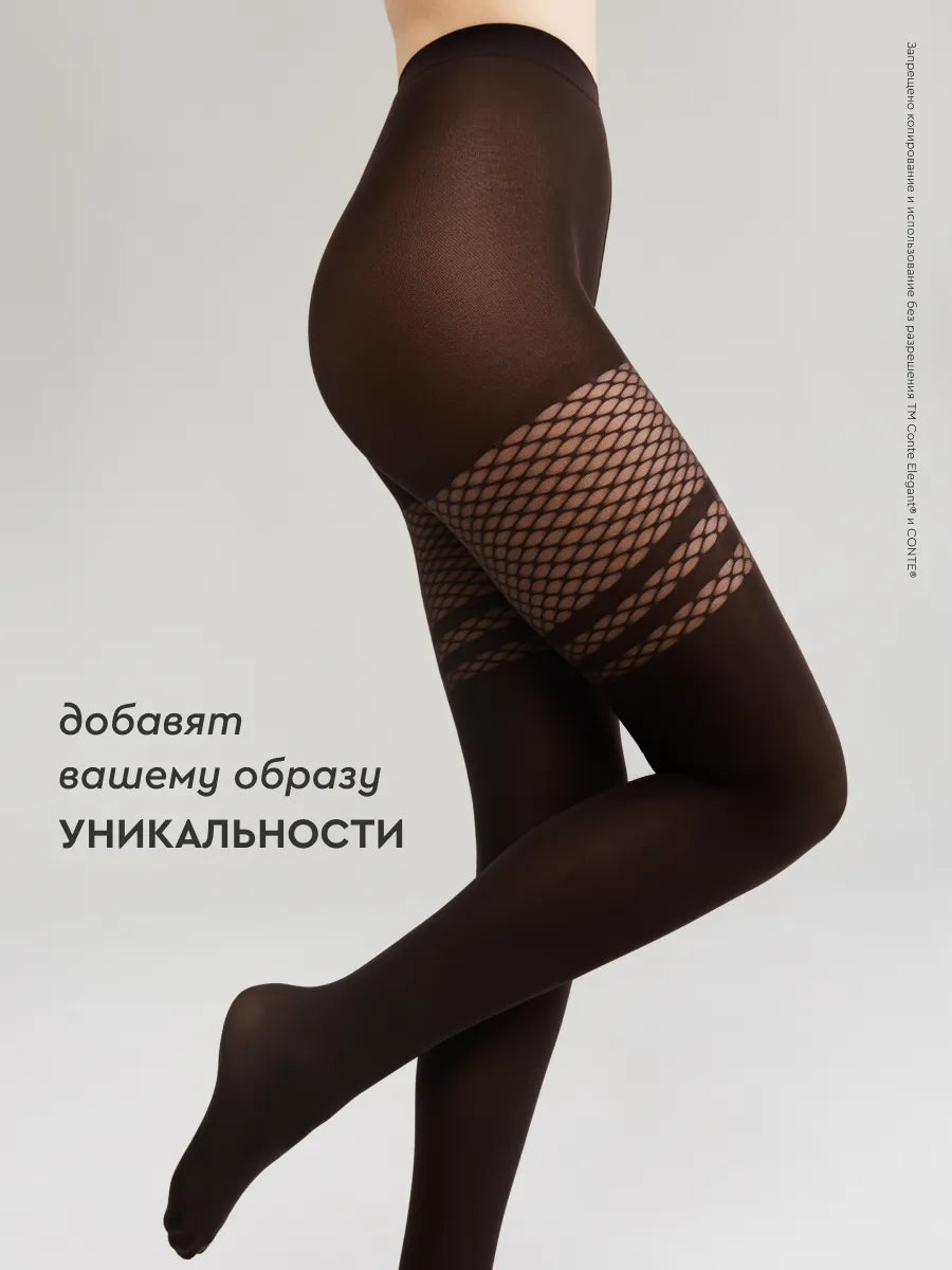 Conte Impulse 60 Den - Fantasy Women's Tights with large mesh and imitation stockings (18S-13SP)