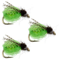 3 Pack LaFontaine Bright Green Deep Sparkle Caddis Pupa - Hook Size 16