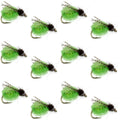 LaFontaine Bright Green Deep Sparkle Caddis Pupa - 1 Dozen Flies Hook Size 18
