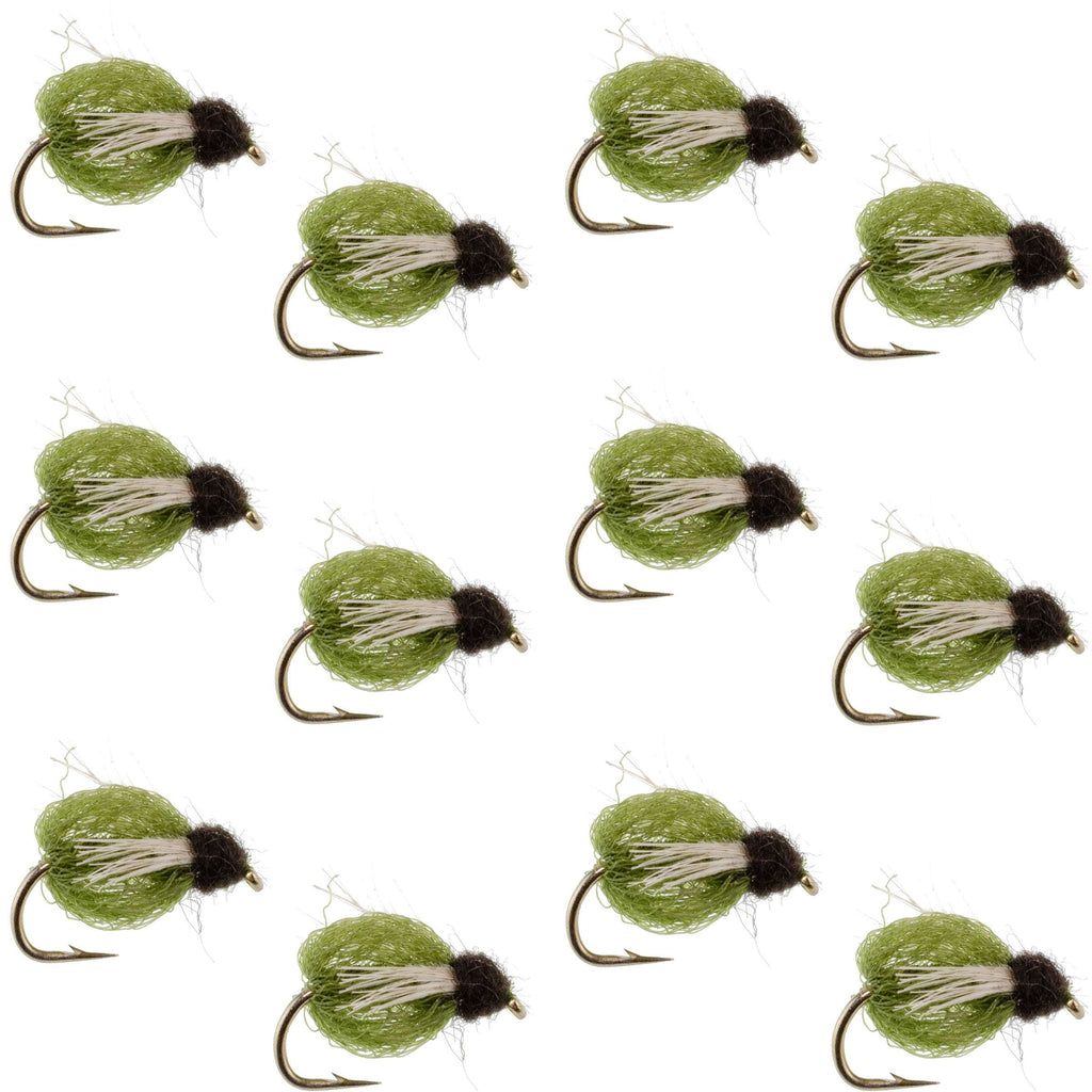 LaFontaine Olive Deep Sparkle Caddis Pupa - 1 Dozen Flies Hook Size 16