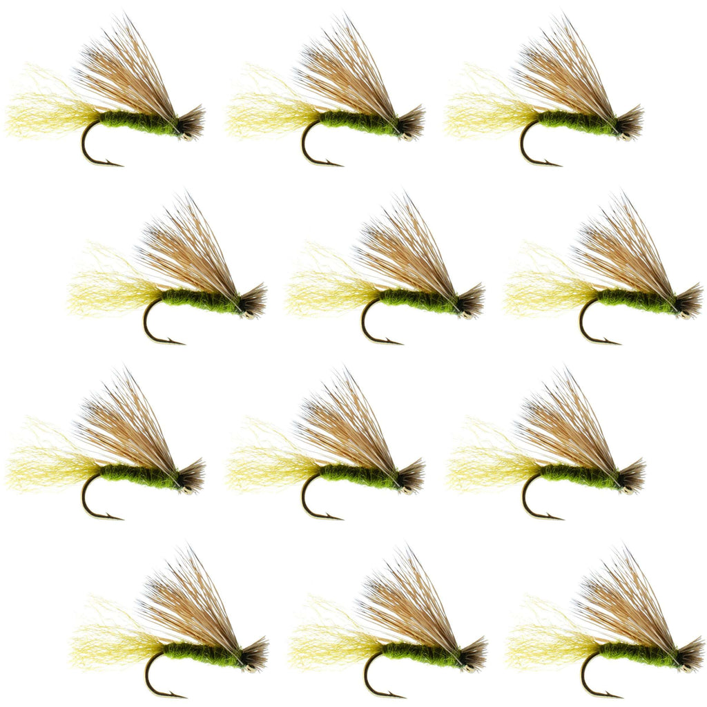 Barbless Olive X Caddis Emerging Caddis Adult Fly - 12 Flies Size 16