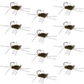 Barbless Pats Rubber Legs Tungsten Jig Dark Olive Euro Nymph 12 Flies #6
