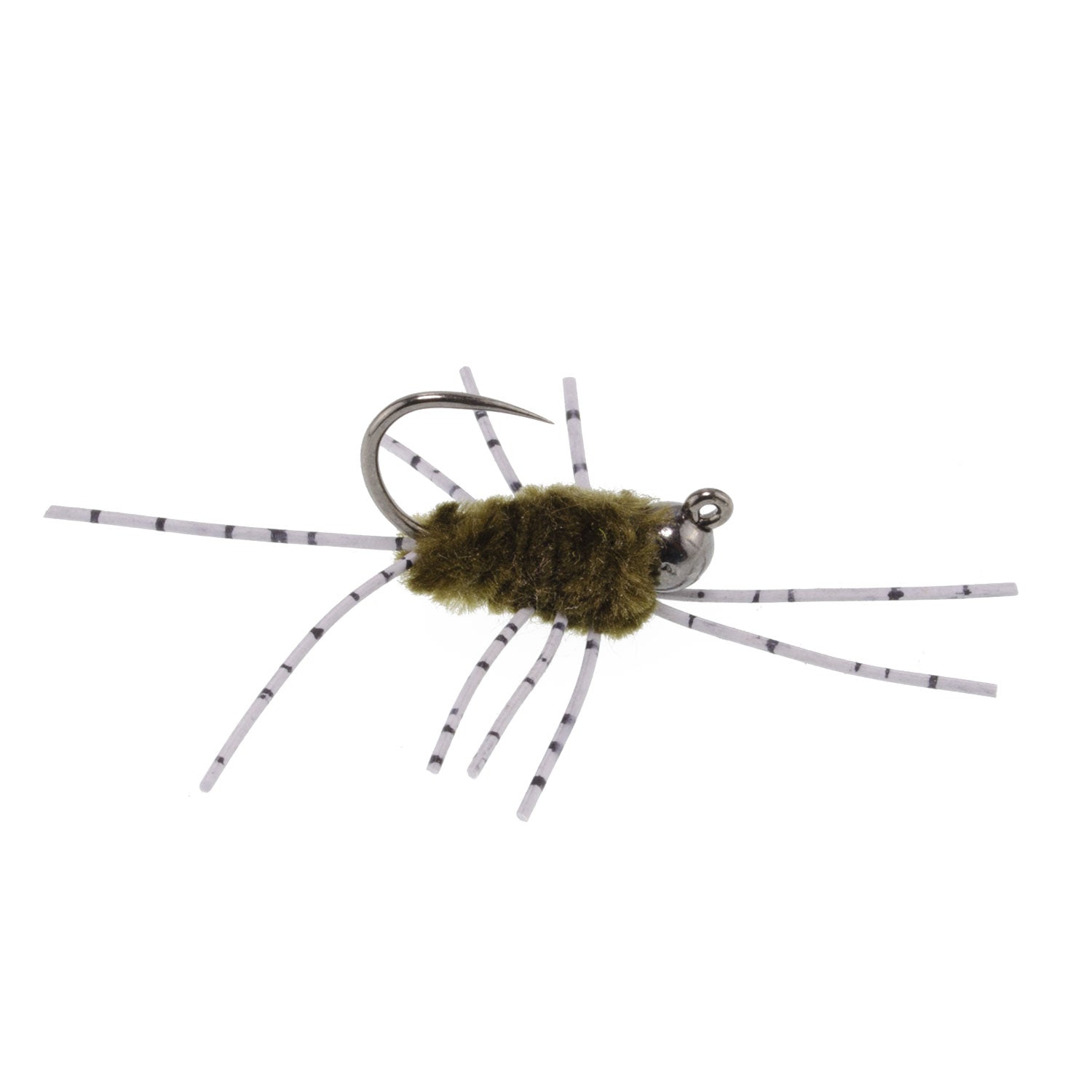 Barbless Pats Rubber Legs Tungsten Jig Dark Olive Euro Nymph 12 Flies #6