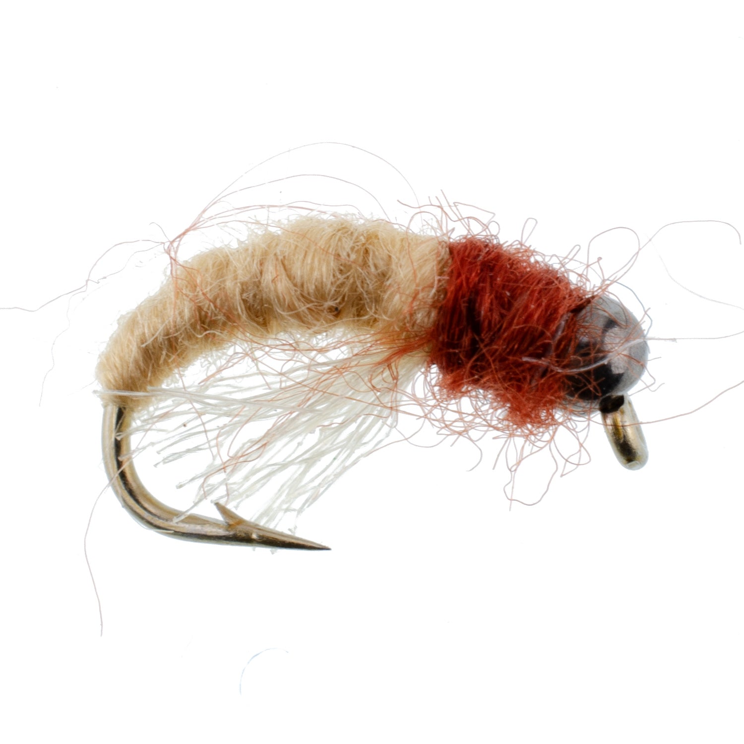 Bead Head Tan Brown Caddis Larva Nymph 12 Flies Hook Size 16