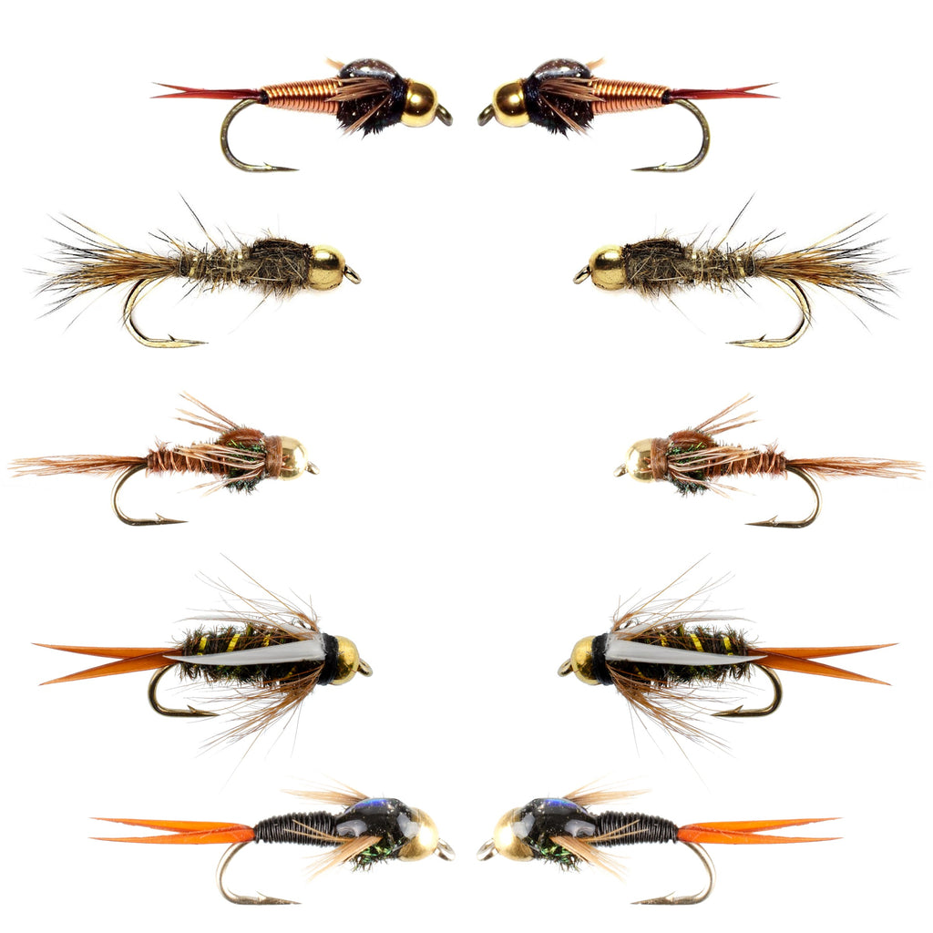 Basics Collection - Tungsten Bead Nymph Assortment - 10 Flies - Sizes 10-16
