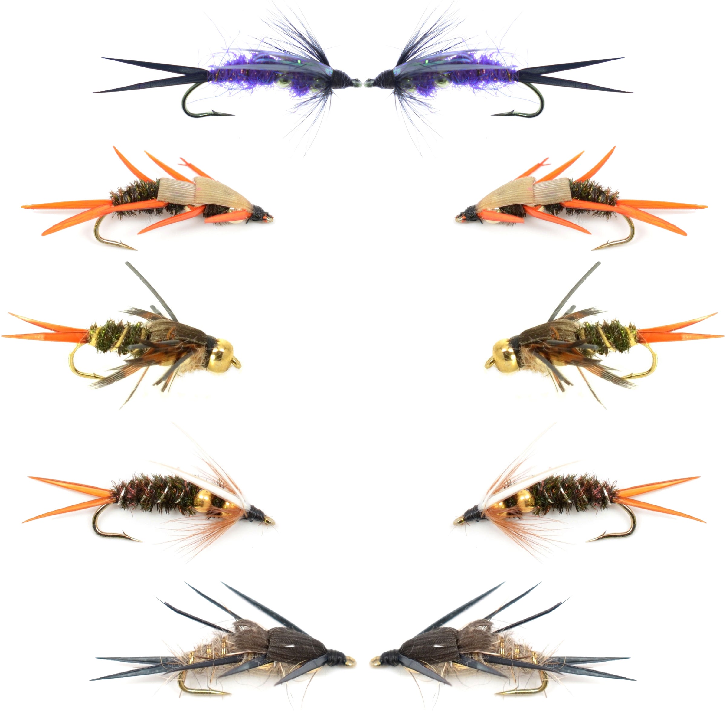 Basics Collection - Double Bead Nymph Assortment - 10 Wet Flies - Size 12