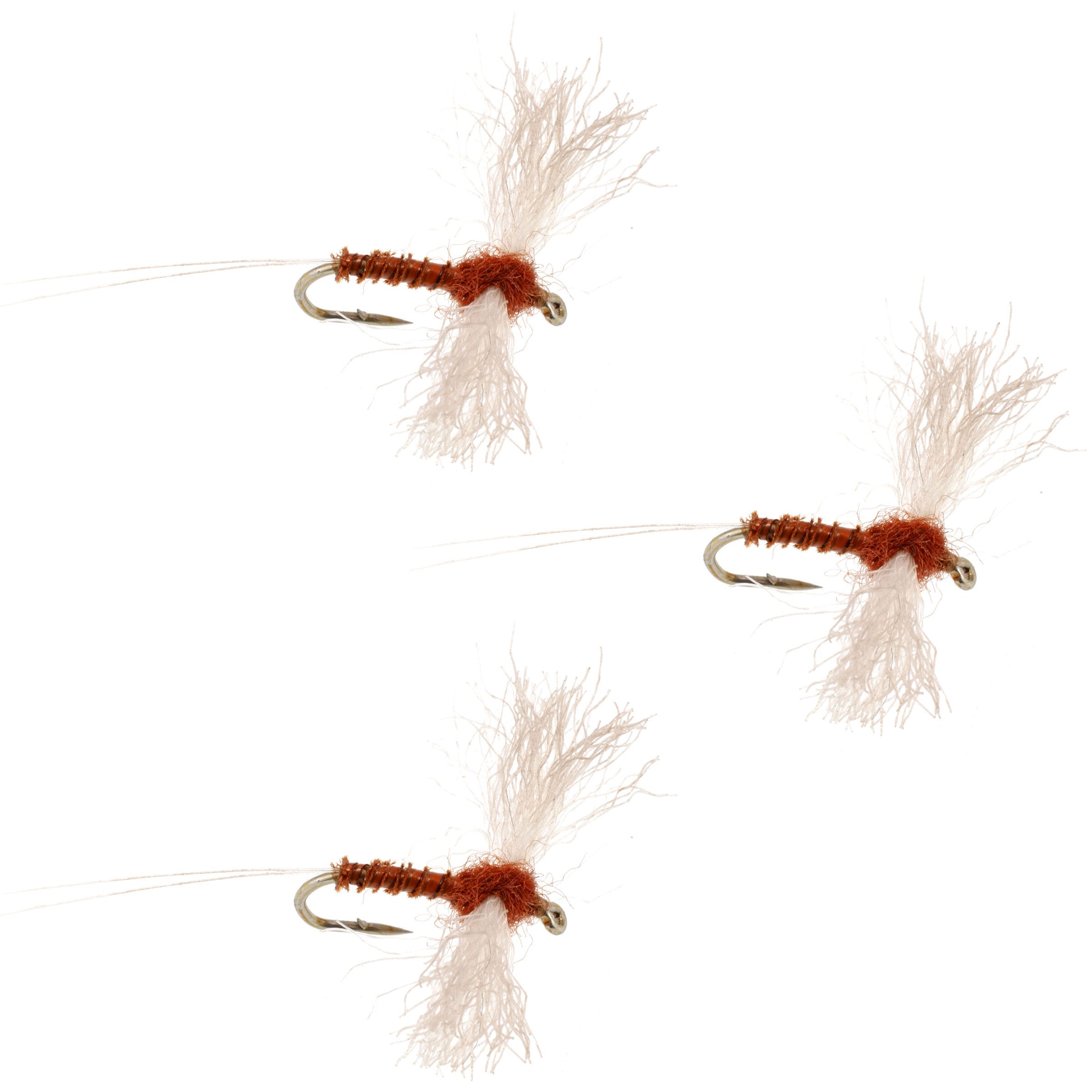 3 Pack Rusty Spinner Z-Lon Wing Biot Body Flies Hook Size 14