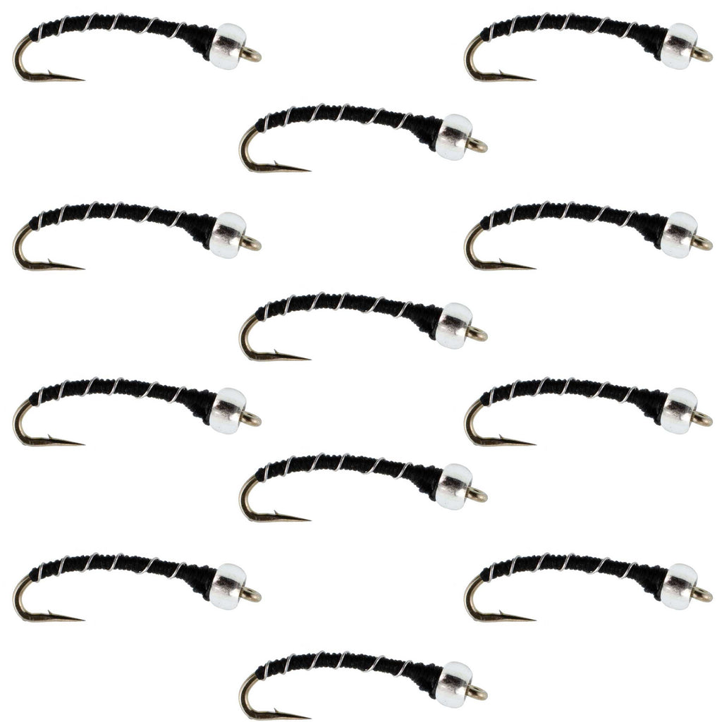 Black Mercury Midge - Glass Bead Head - 12 Flies Size 18