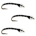 3 Pack Black Mercury Midge - Glass Bead Head Flies Size 22