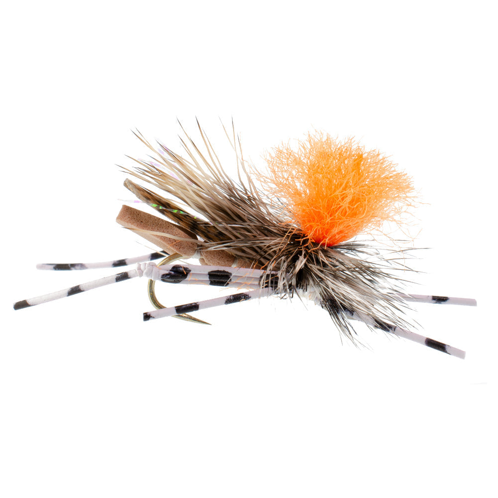 Feth Hopper Tan - Foam Grasshopper Fly Pattern - 6 Flies Hook Size 14