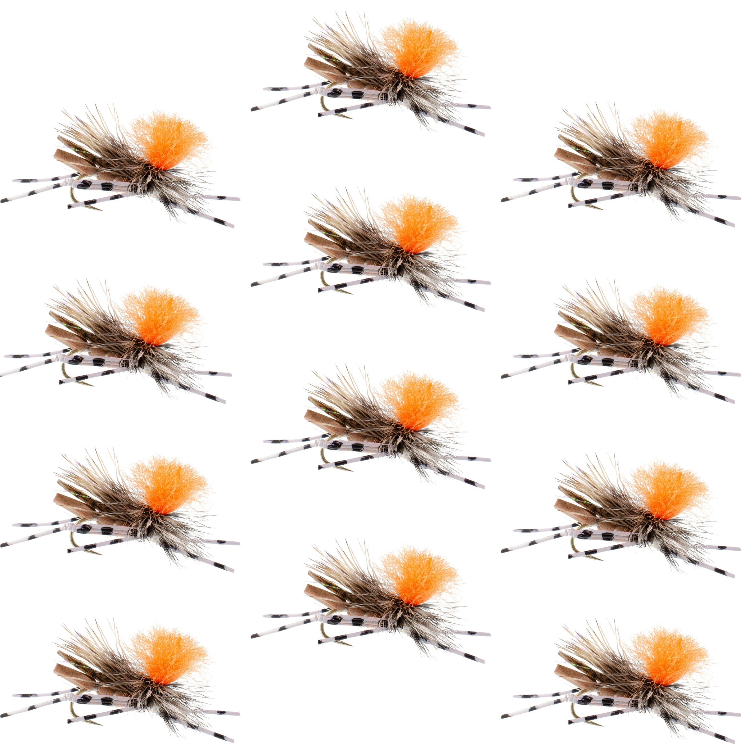 Feth Hopper Tan - Foam Grasshopper Fly Pattern - 1 Dozen Flies Hook Size 14