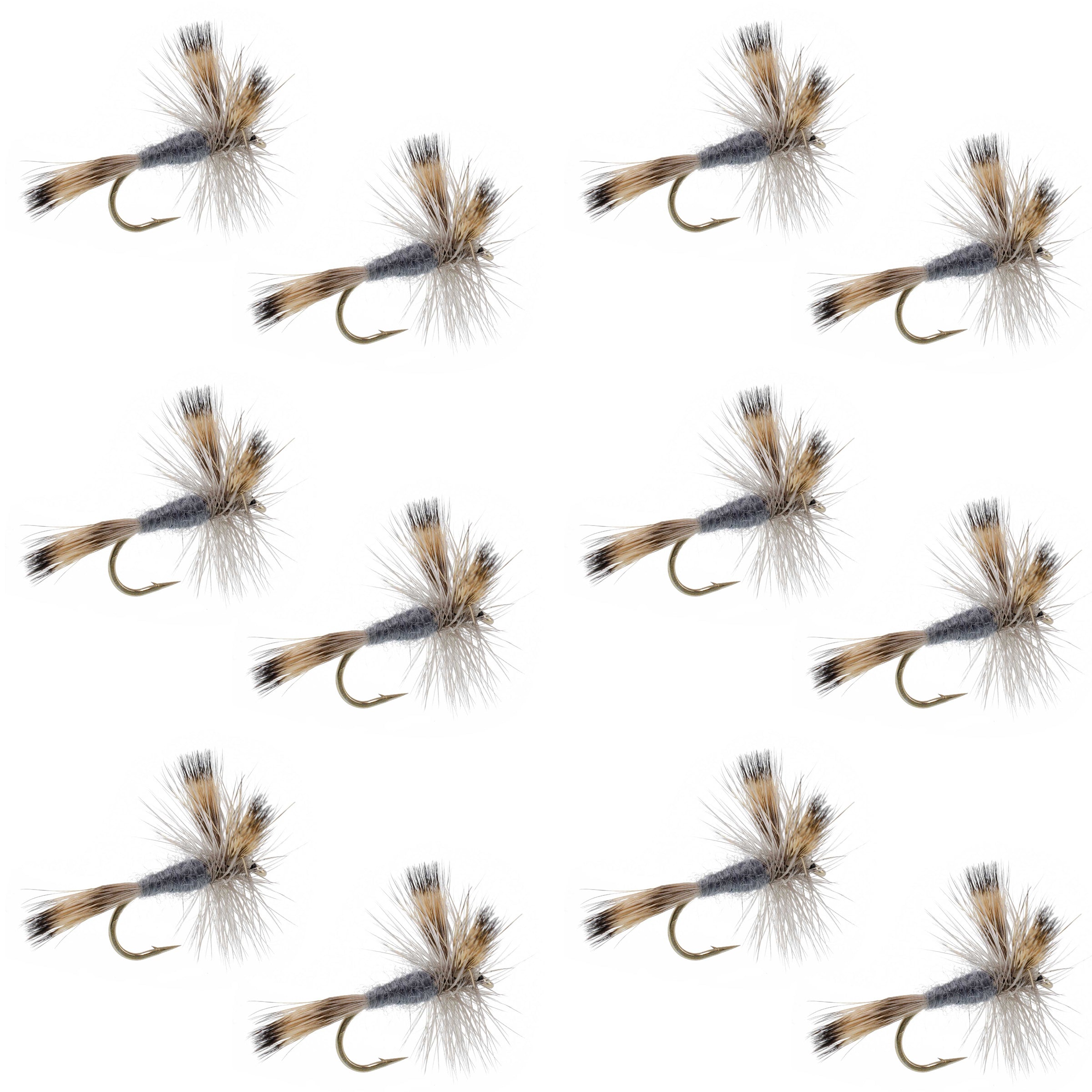 Gray Wulff Classic Trout Dry Fly -12 Flies Hook Size 14