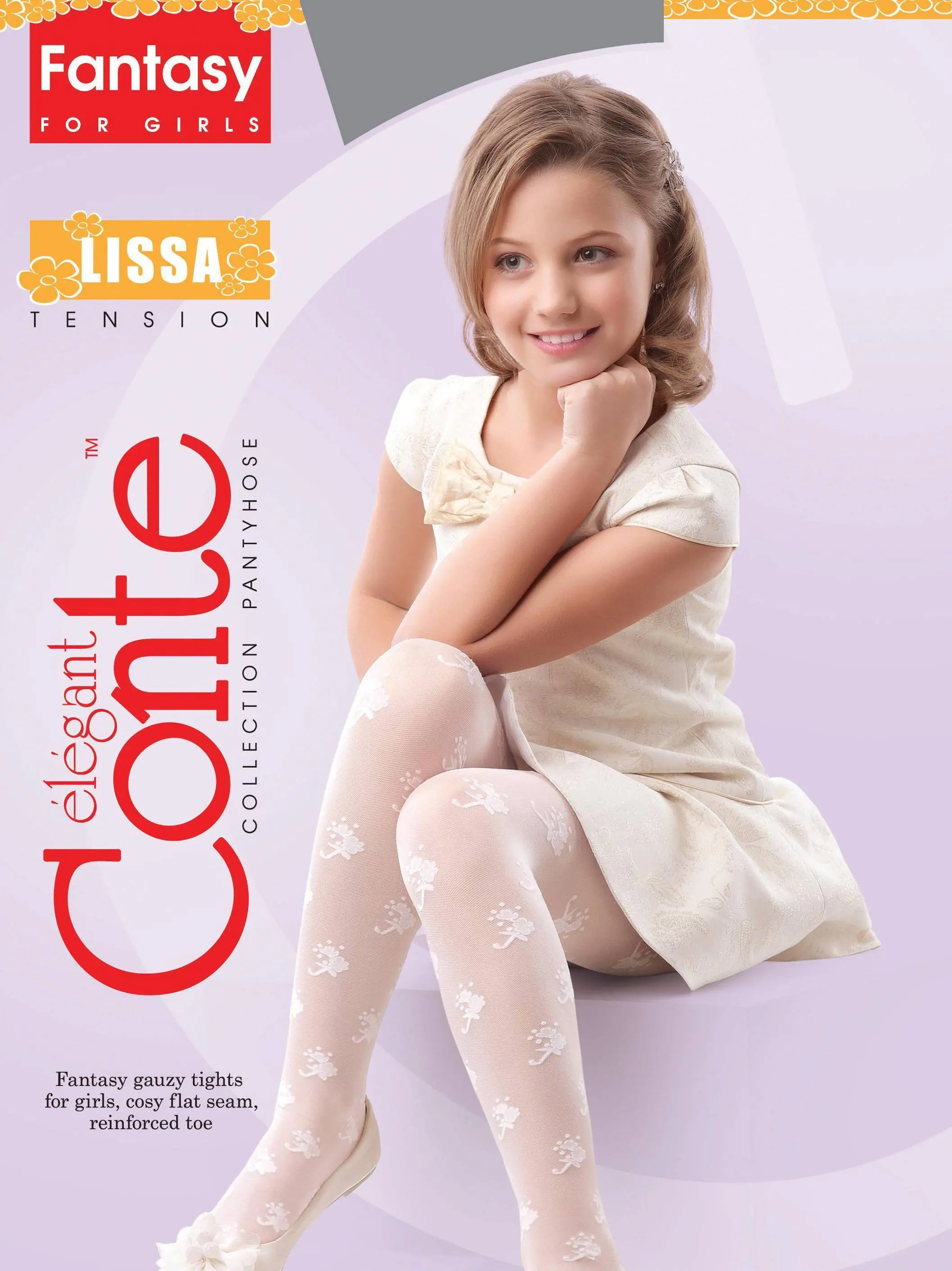Conte Lissa 20 Den - Fantasy Thin Tights for Girls with a "flower umbrellas" - 4yr. (14С-8СП)