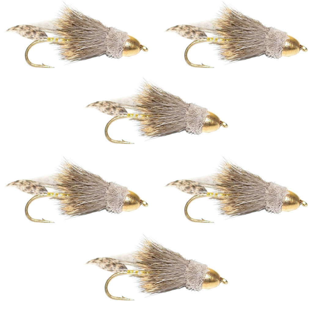 Cone Head Muddler Minnow Trout and Bass Streamer Fly - 6 Flies Size 2