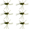 Barbless Pat's Rubber Legs Tungsten Bead Jigged  Olive/Black Euro Nymph  - Set of 6 Flies Hook Size 10