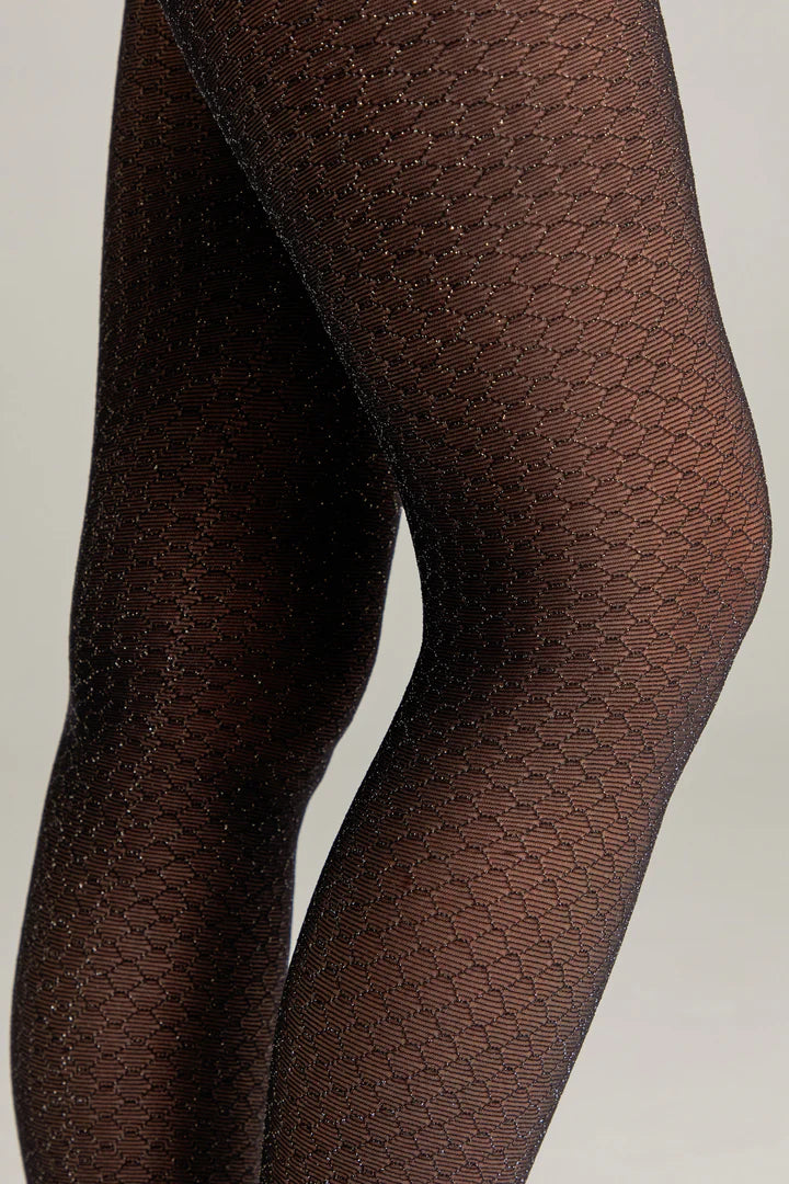 Conte Silver 40 Den - Fantasy Women's Tights with a shimmery openwork honeycomb pattern (20S-94SP)