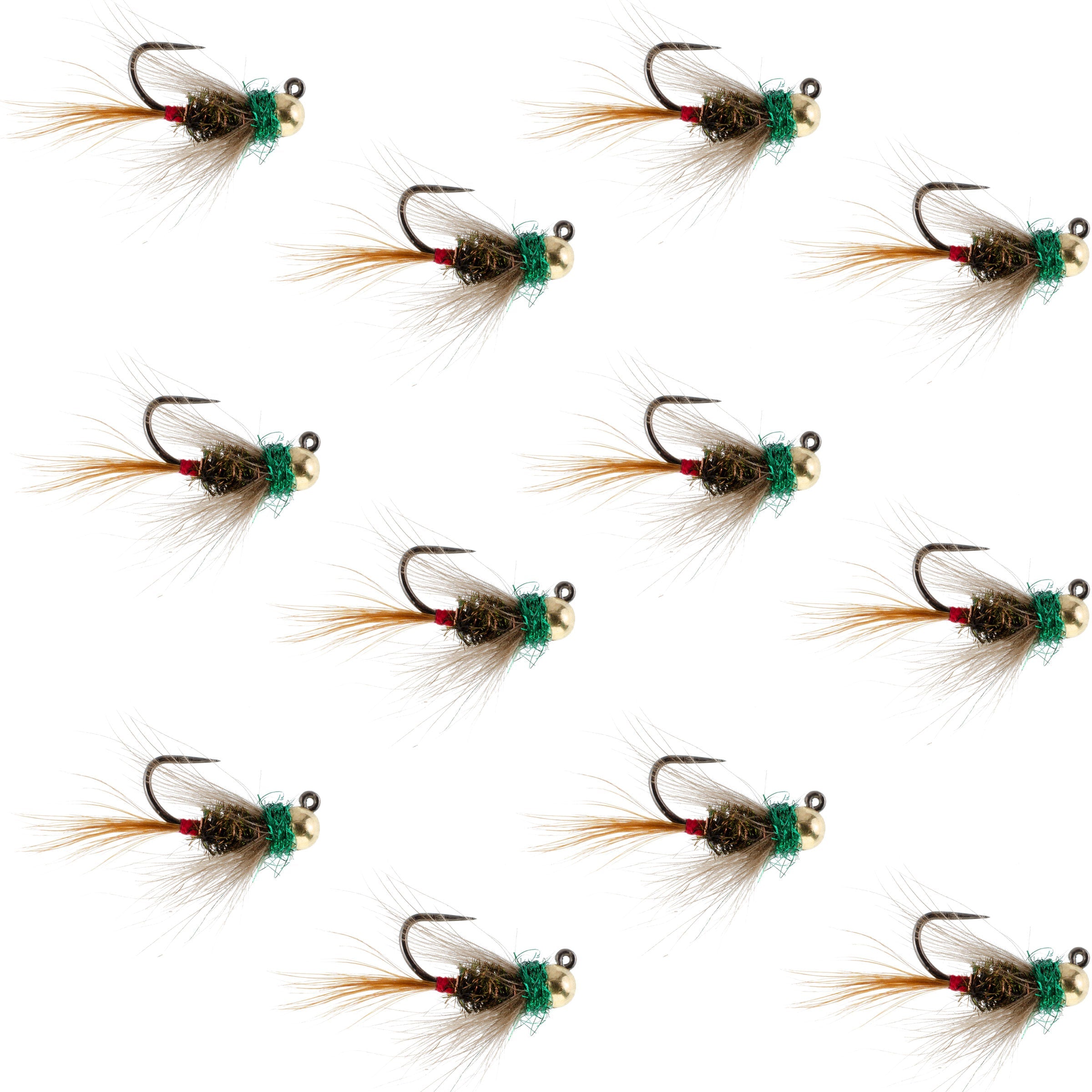 Tungsten Bead Tactical CDC Frenchie  Nymph Euro Fly - 12 Flies Size 12