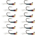 Tungsten Black Perdigon Tactical Jig Czech Euro Nymph - 12 Flies Size 14