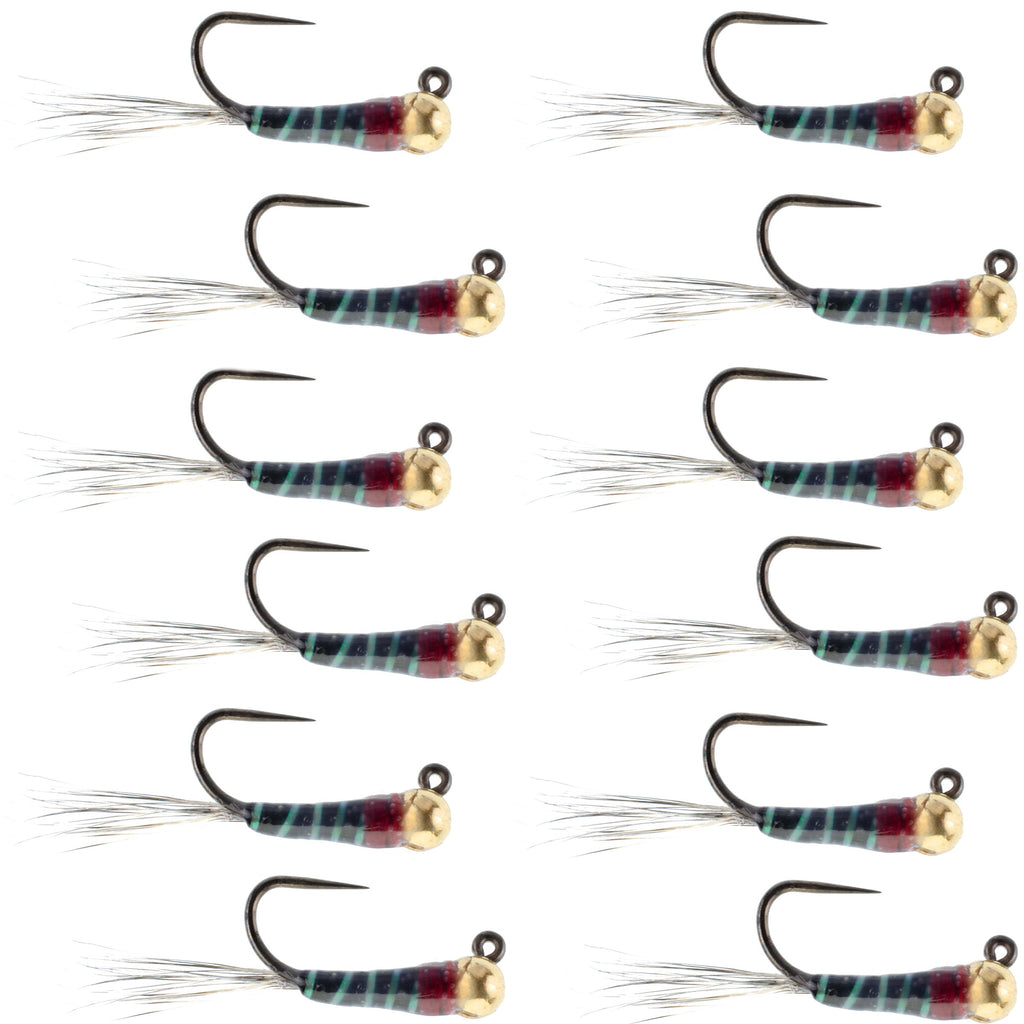 Tungsten Black Perdigon Tactical Jig Czech Euro Nymph - 12 Flies Size 16
