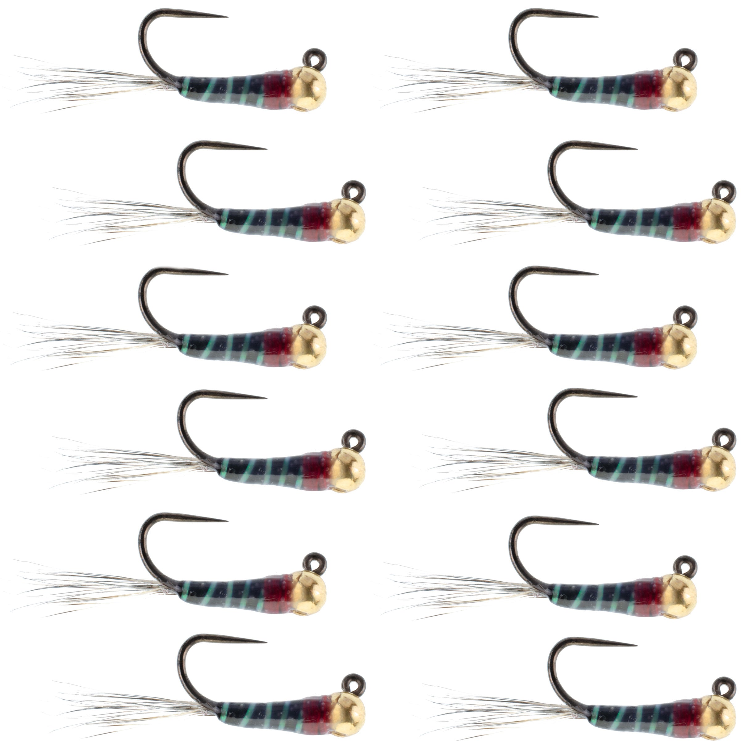 Tungsten Black Perdigon Tactical Jig Czech Euro Nymph - 12 Flies Size 16