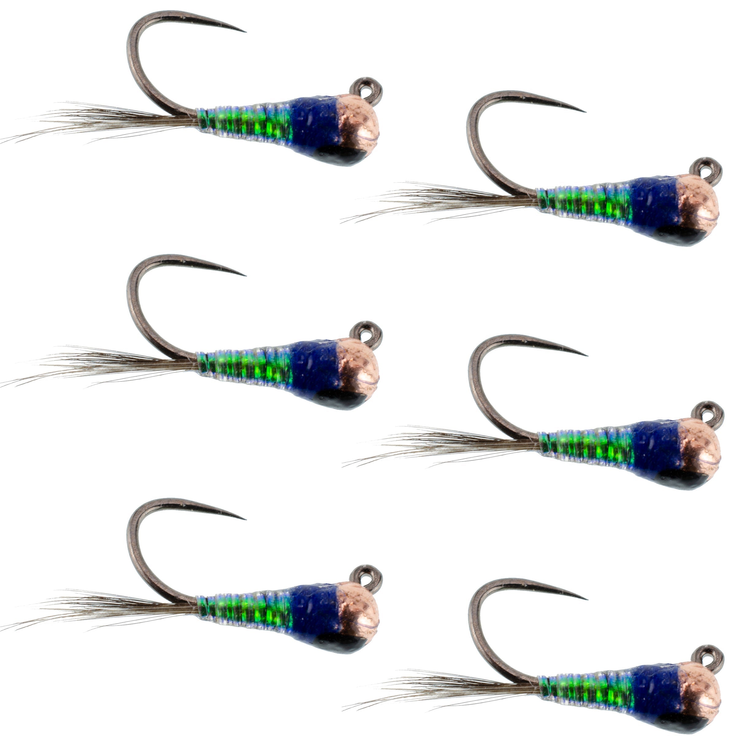 Tungsten Gasolina Perdigon Tactical Jig Euro Nymph Fly - 6 Flies Size 18