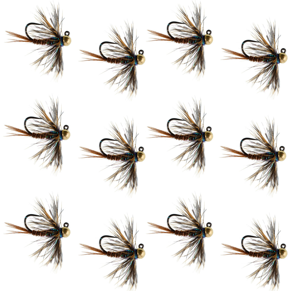 Tungsten Soft Hackle Pheasant Tail Tactical Euro Jig - 12 Flies Size 16