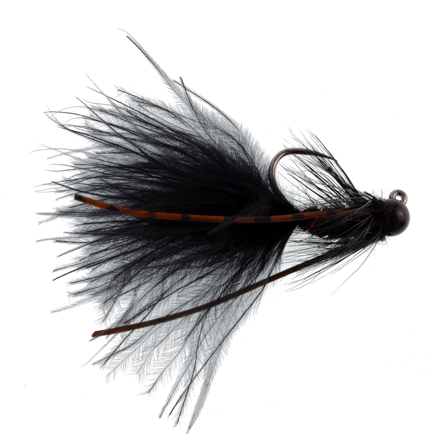 3 Pack Tungsten Bead Tactical Black Mini Bugger Euro Nymph Fly - Size 12