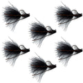 Tungsten Bead Tactical Black Mini Bugger Euro Nymph Fly - 6 Flies Size 12