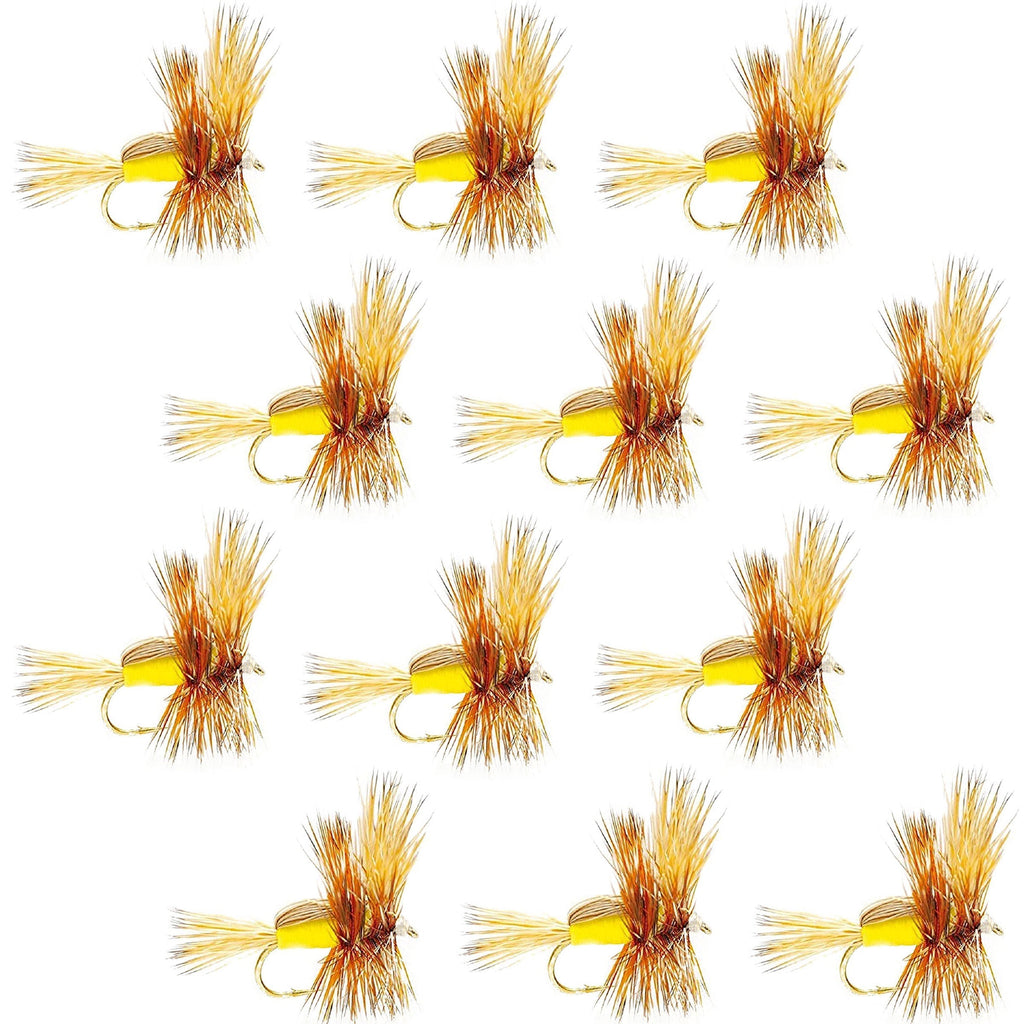Yellow Humpy Classic Hair Wing Dry Fly - 12 Flies Size 10
