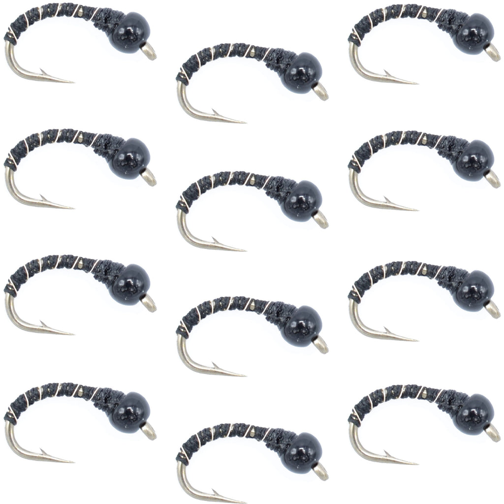 Black Zebra Midge - 1 Dozen - Size 20 - Tailwater and Lake Fishing Flies