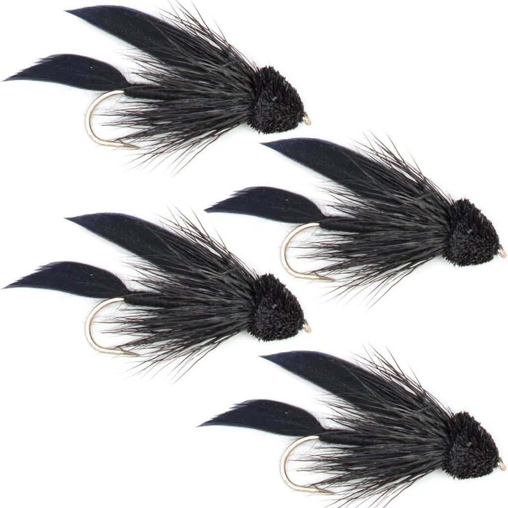 Black Muddler Minnow Streamers Fly - 4 Flies Size 6