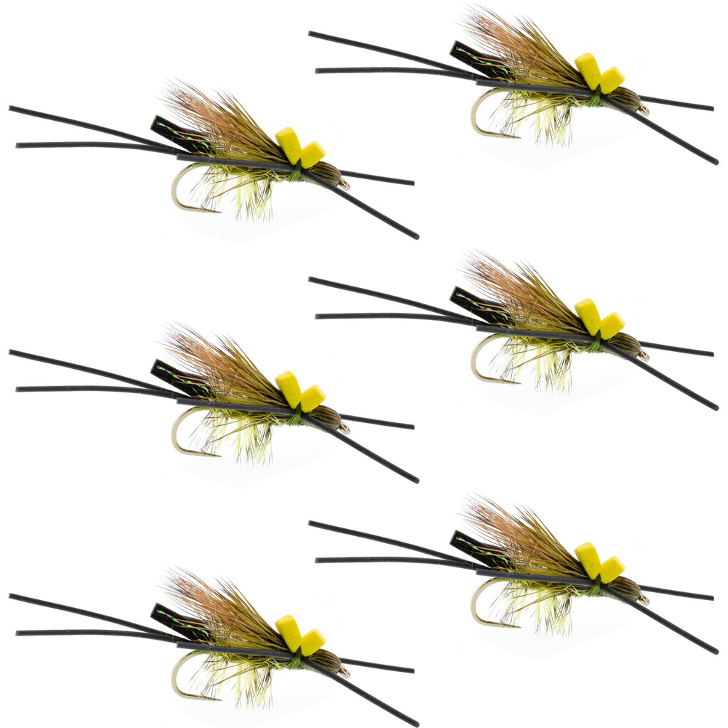 Long Tail Skwala Stone - Squalla Stonefly Dry Fly - 6 Flies Hook Size 10