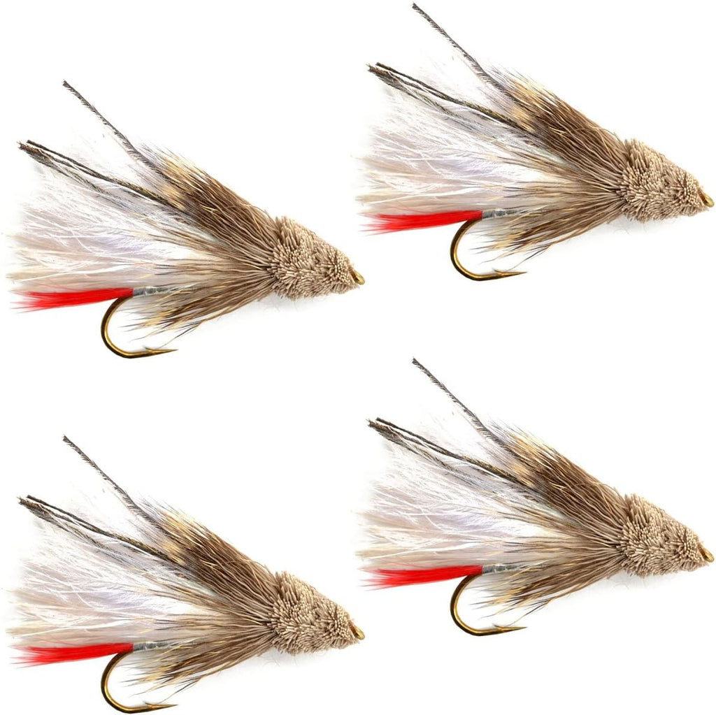 White Marabou Muddler Minnow Streamer Fly - 4 Flies Size 8